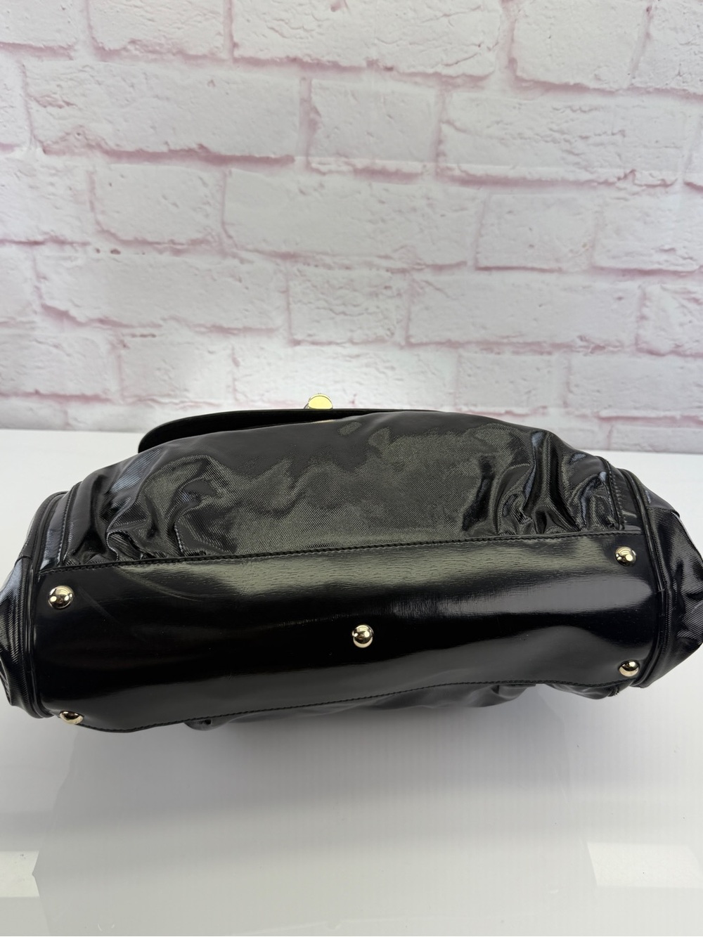 Gucci Black Dialux Red 'Pop' Bamboo Handle Bag - Picture 5 of 12
